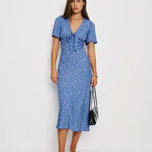 Reformation Blue Floral Tyra Midi Dress